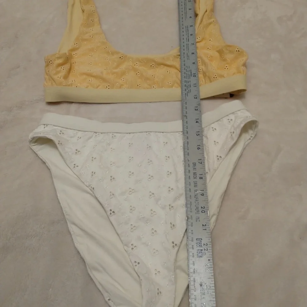 Dippin' Daisy's Yellow and White Embroidered Eyelet Bikini